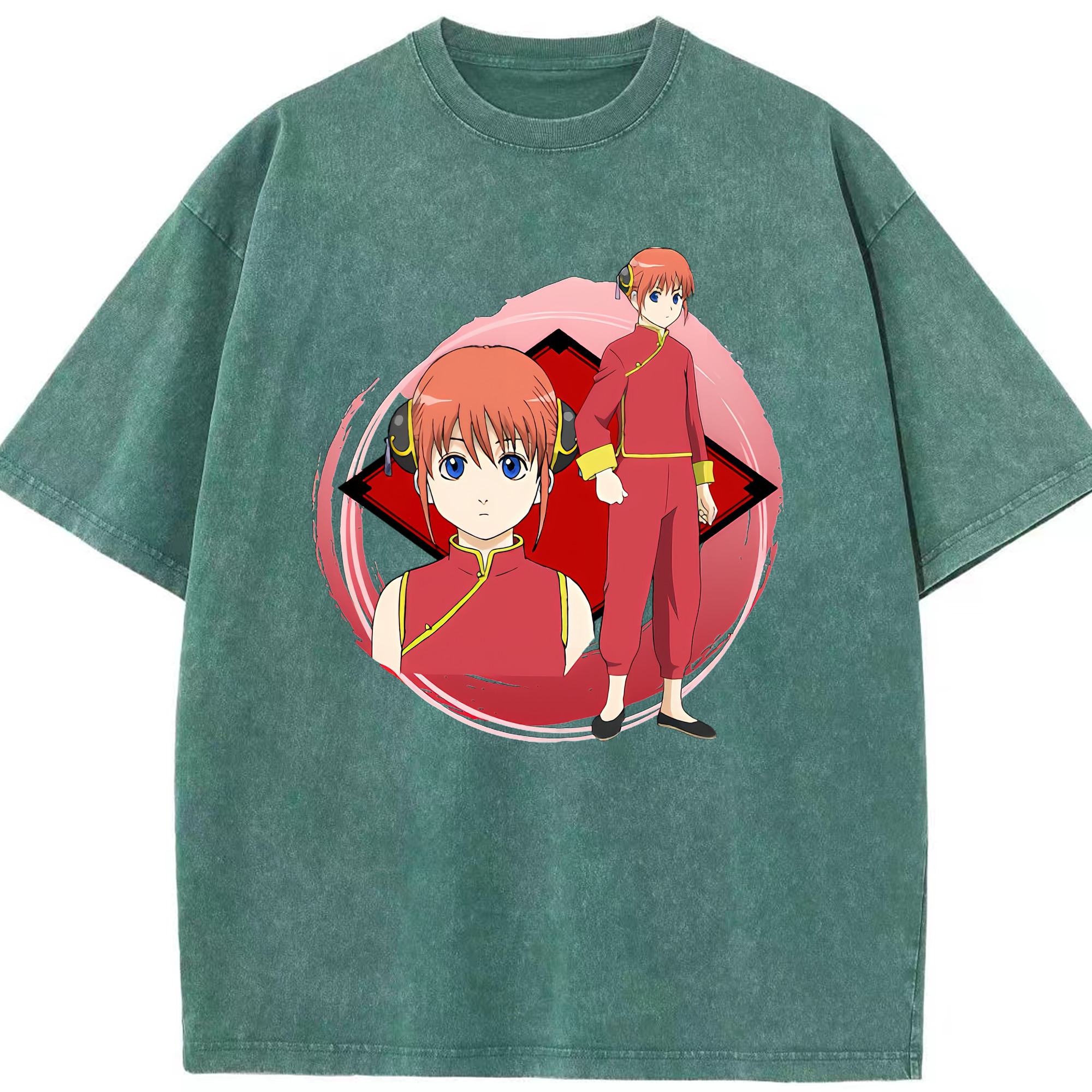 （画像用） ぎんたま 坂田銀時（さかたぎんとき） 神楽 志村新八（しむら しんぱち） GINTAMA Sakata Gintoki Kagura Shimura Shinpachi 綿100% ヴィンテージ風 半袖Tシャツ（フロントプリント）